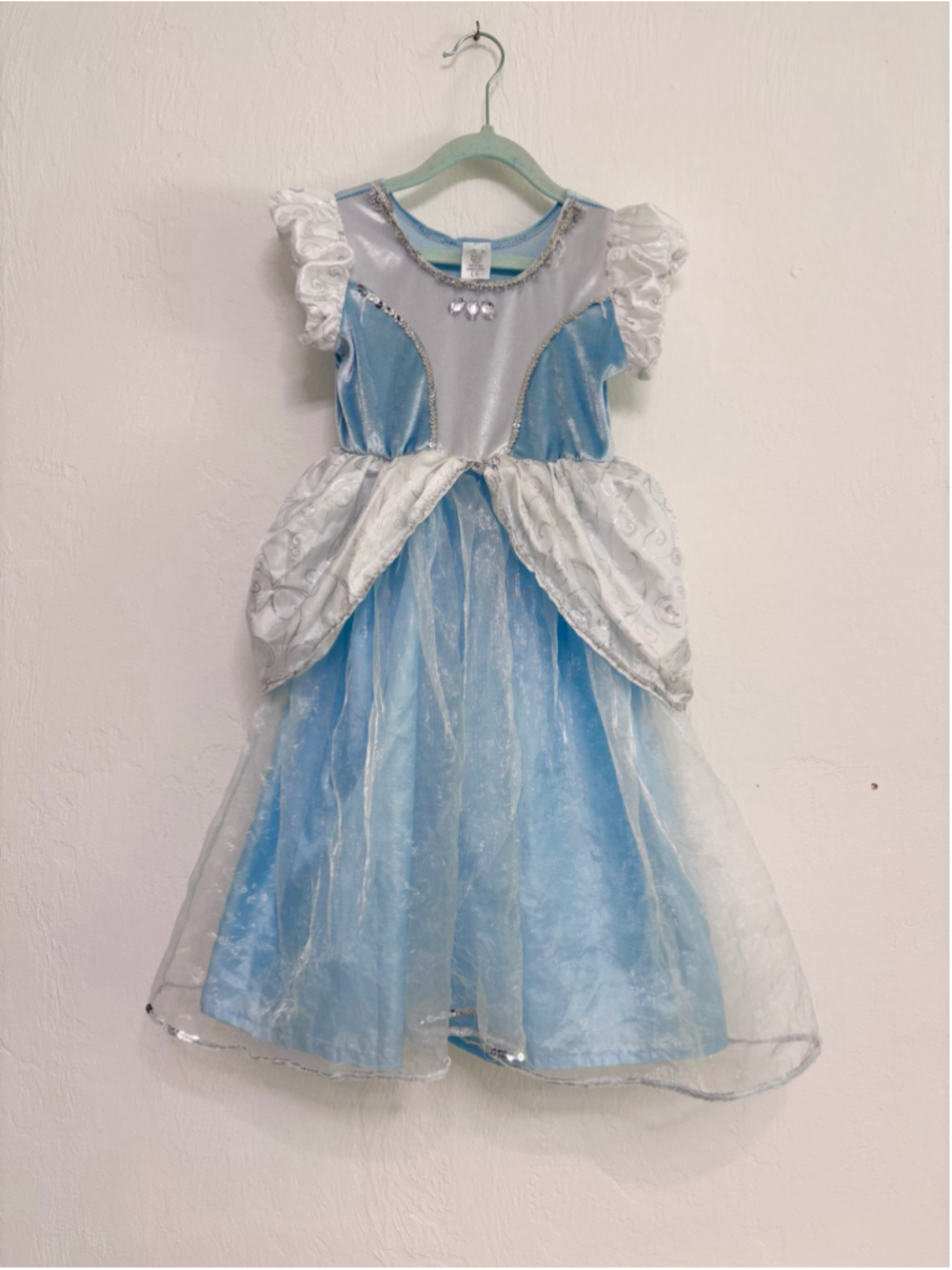 Girls Little Adventures Princess Costume Blue White M ages 3 - 5